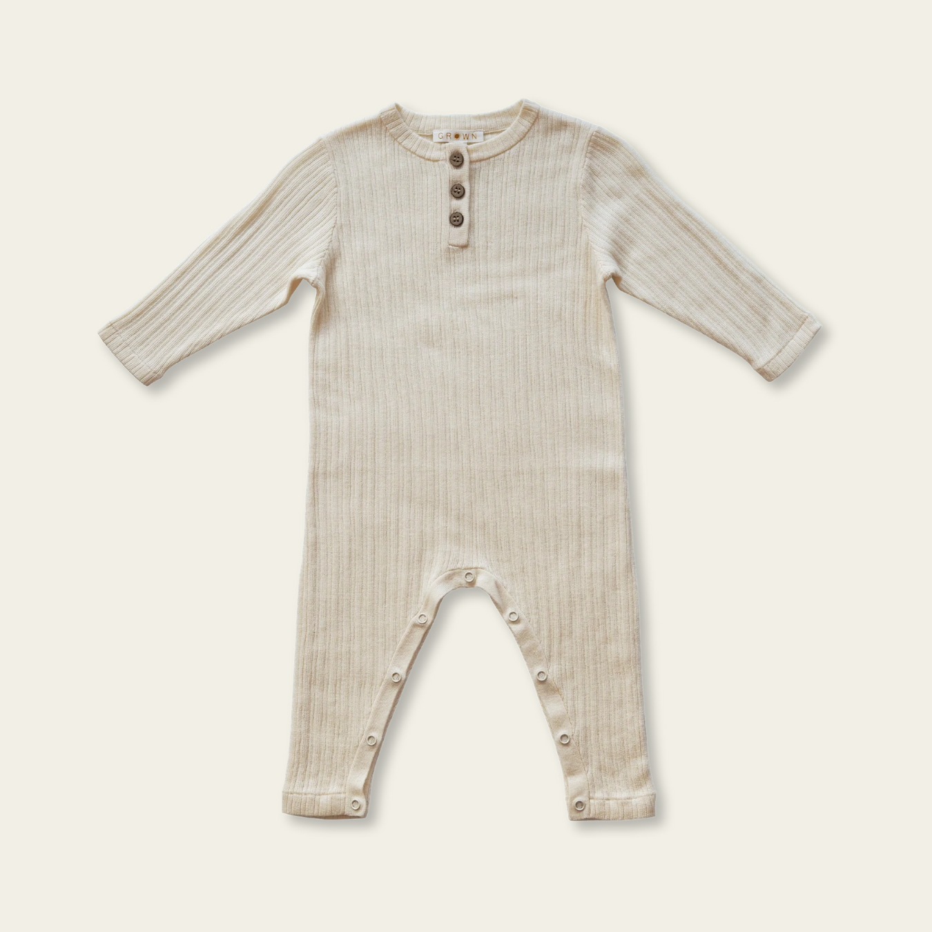 Ribbed Button Jumpsuit - Milk