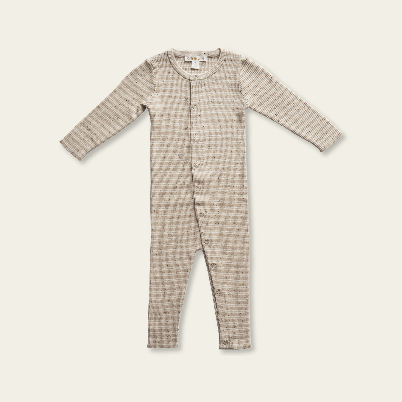 Mini Rib Speckle Essential Jumpsuit - Oatmeal Mud Stripe