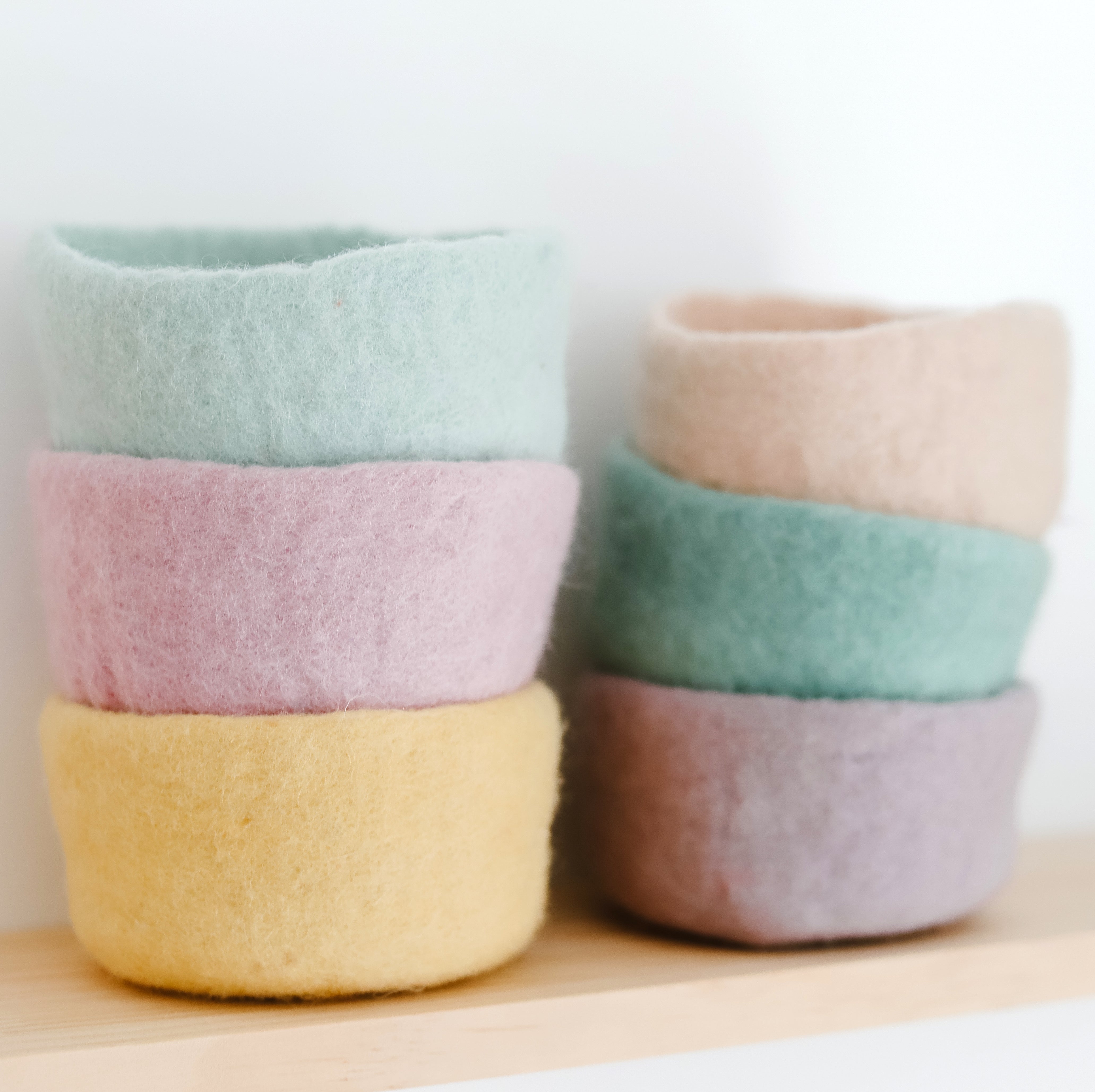 Set of Six Felt Big Pastel Bowls