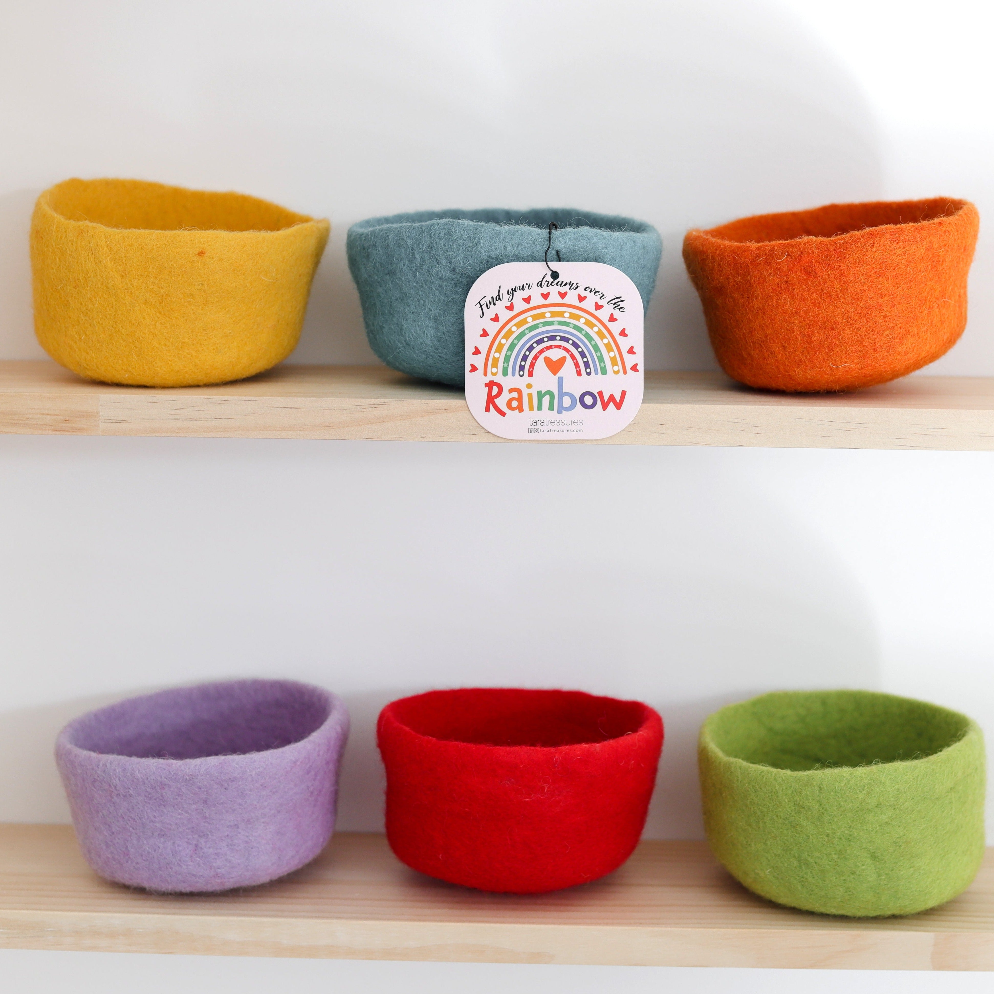 Set of Six Felt Big Colourful Bowls