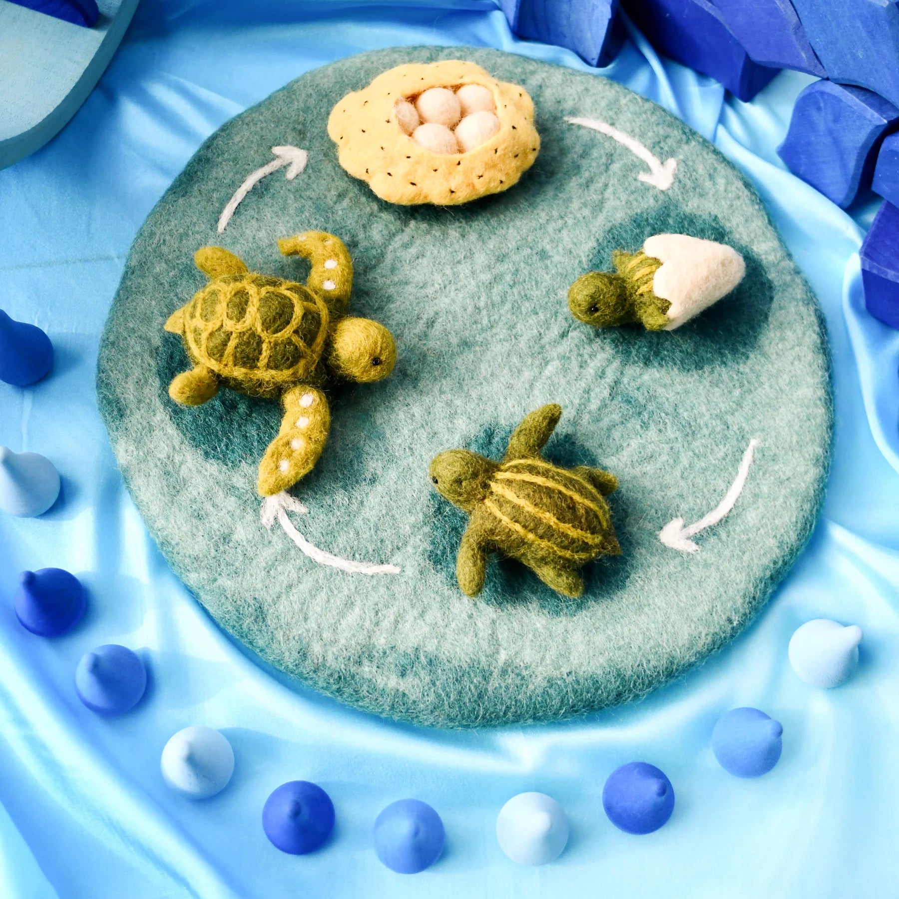 Felt Lifecycle Tray Playmat Water