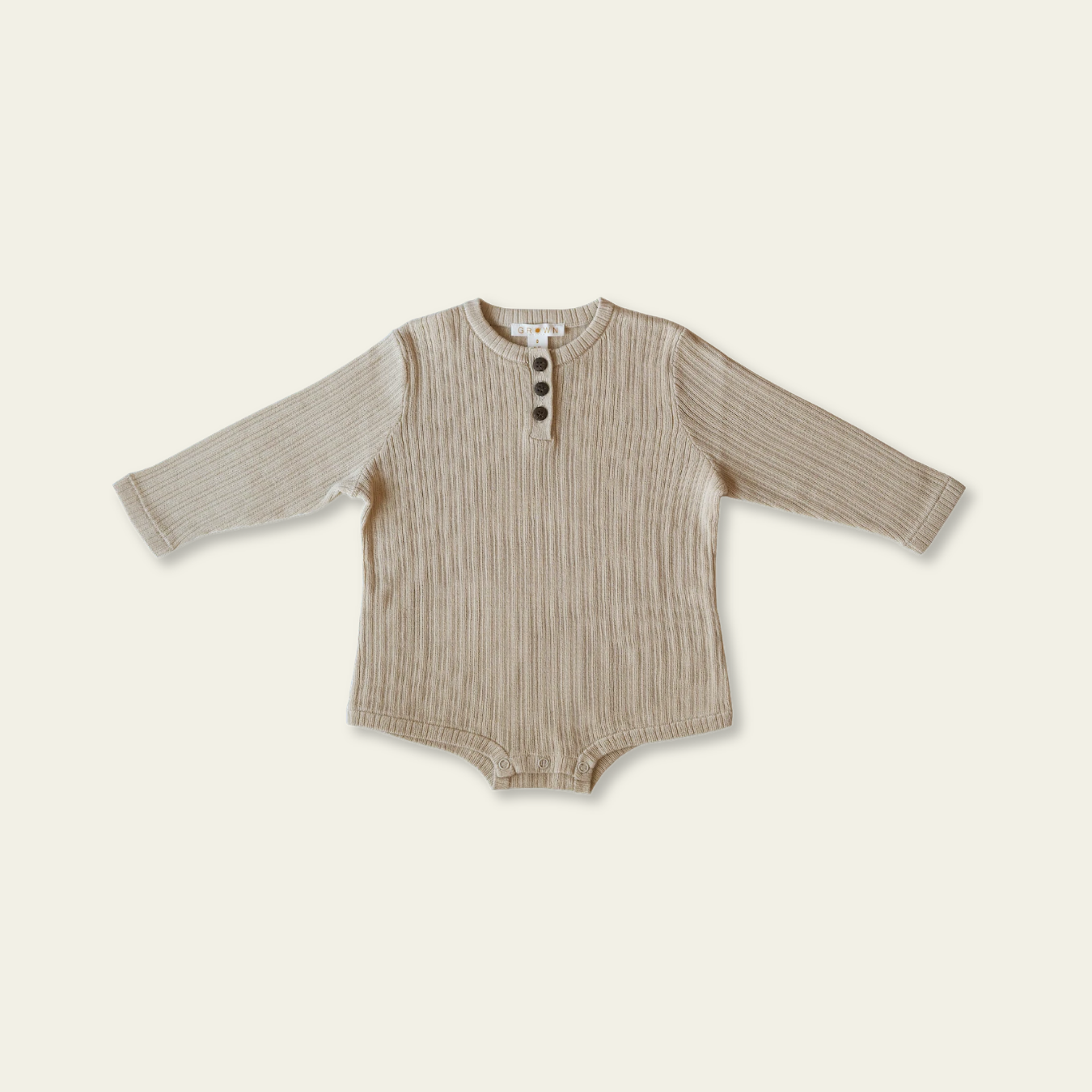 Ribbed Button Bodysuit - Natural